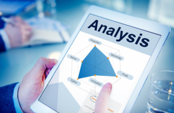 Tablet displaying an analysis dashboard with a radar chart